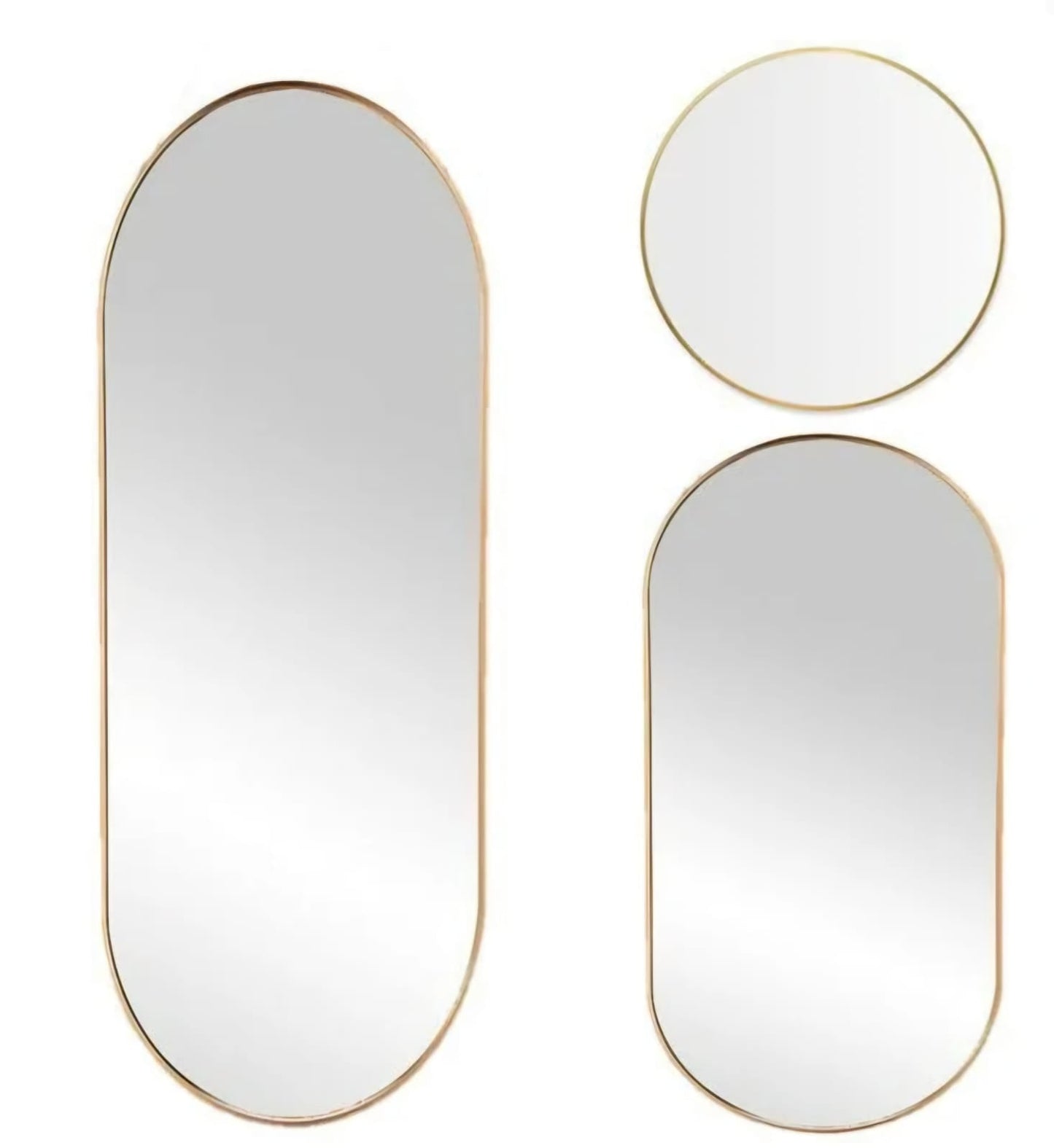 Gold 3‑Set Ultra Slim Pill Framed Mirrors