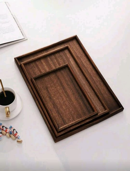 3-Piece Wooden Tray Set