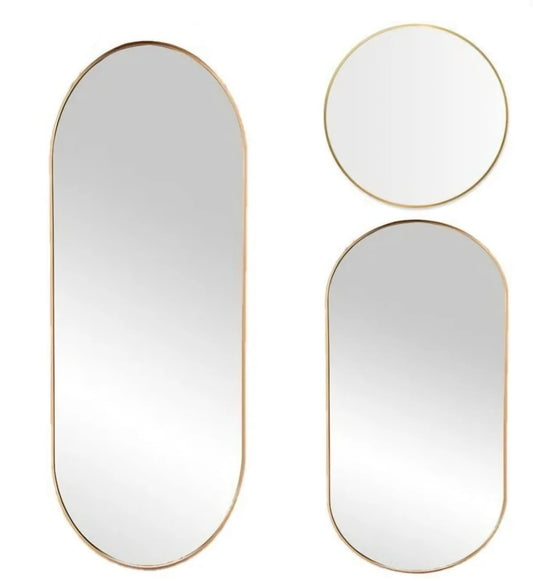 Gold 3‑Set Ultra Slim Pill Framed Mirrors