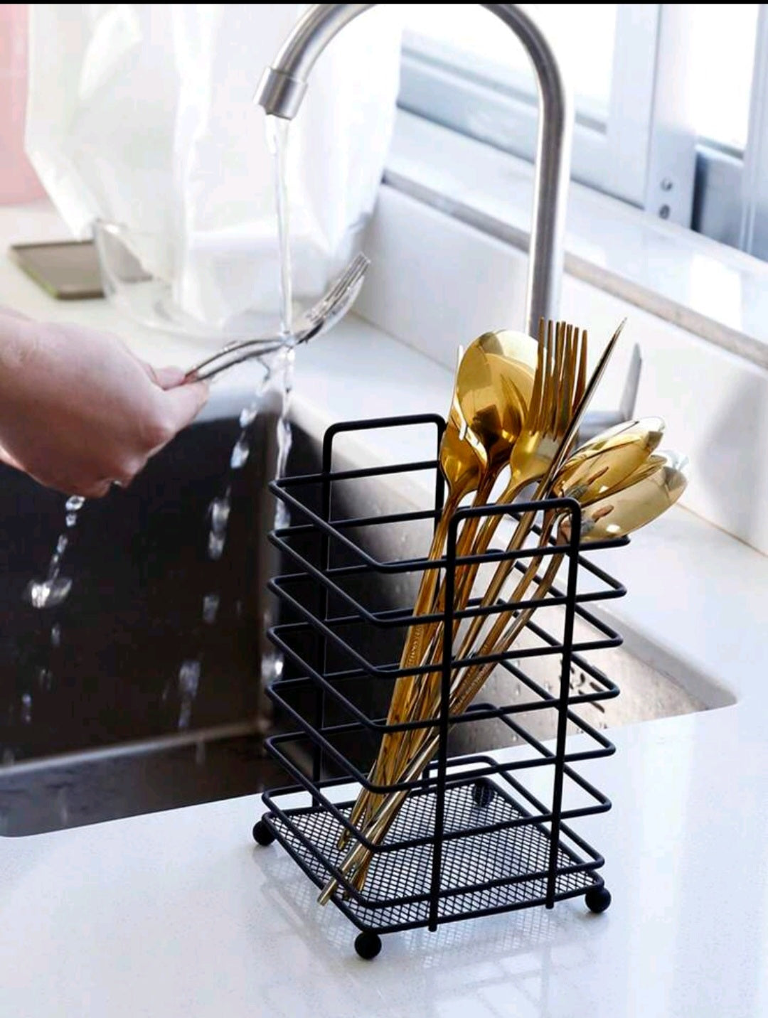 Square Iron Wire Cutlery Holder