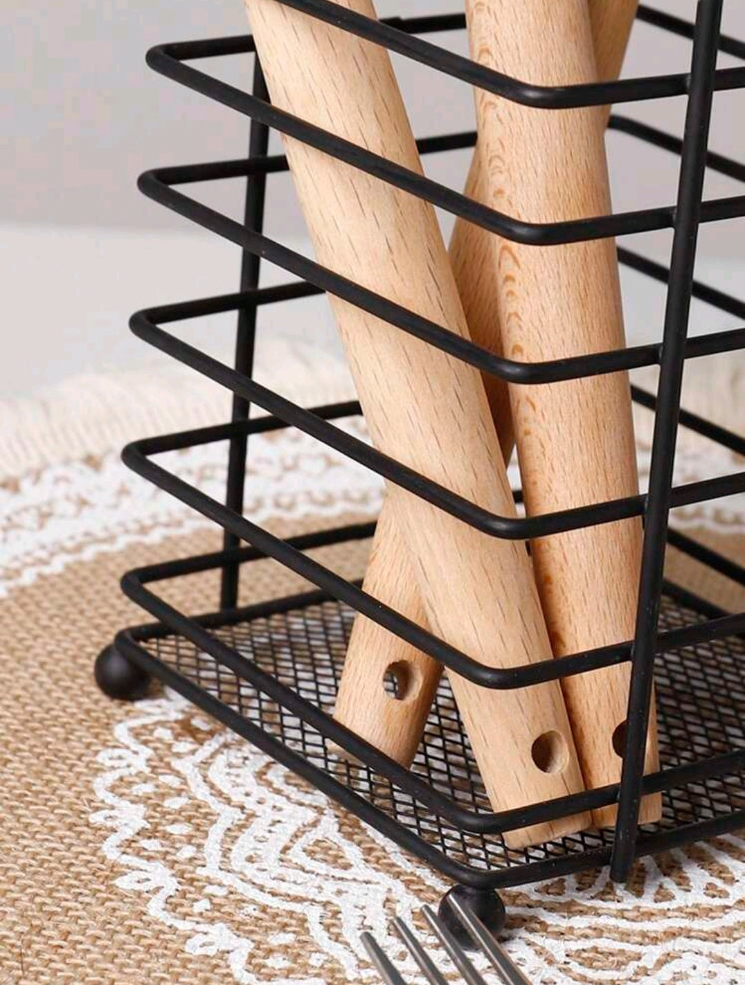 Square Iron Wire Cutlery Holder